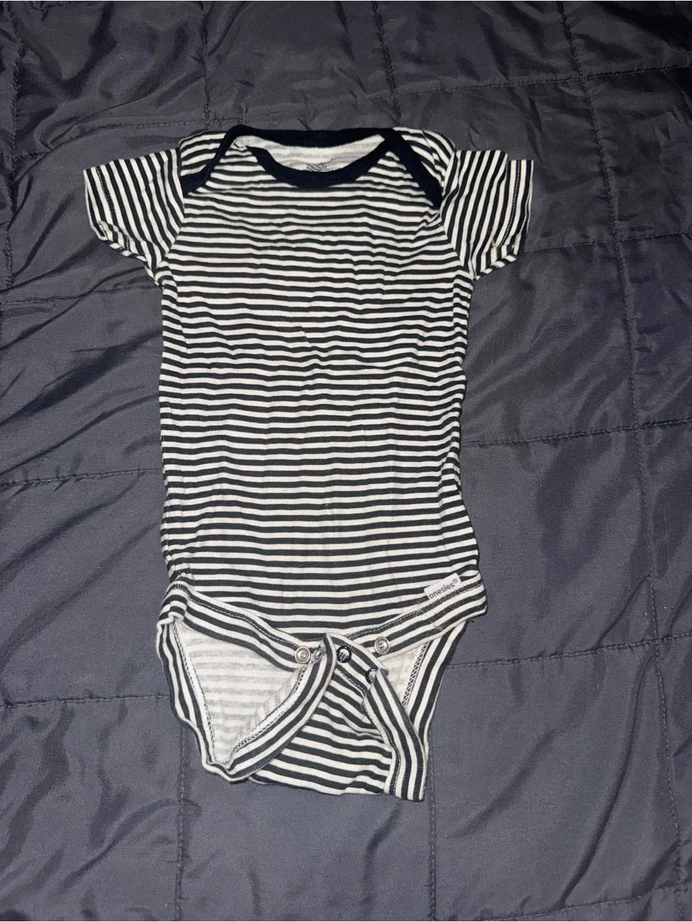Carter's Black & White Striped Short-Sleeve Baby Bodysuit